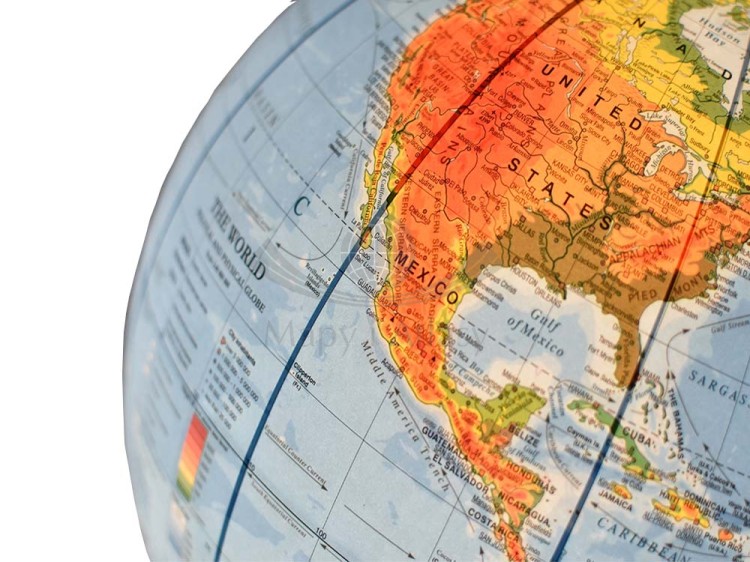 Globus polityczno-fizyczny 32 cm. Podświetlany. Wersja angielska. Po podświetleniu - fragment 2