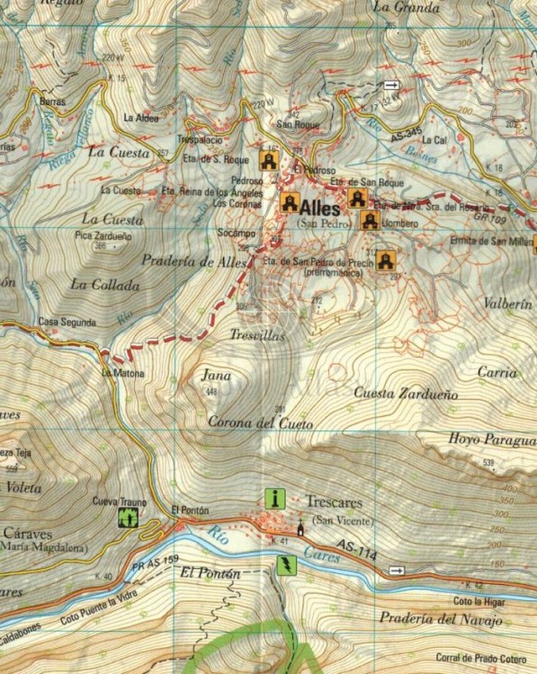 Picos de Europa. Zestaw: mapa turystyczna x 3 + przewodnik  wydawnictwa IGN. Mapa 1 - fragment 2