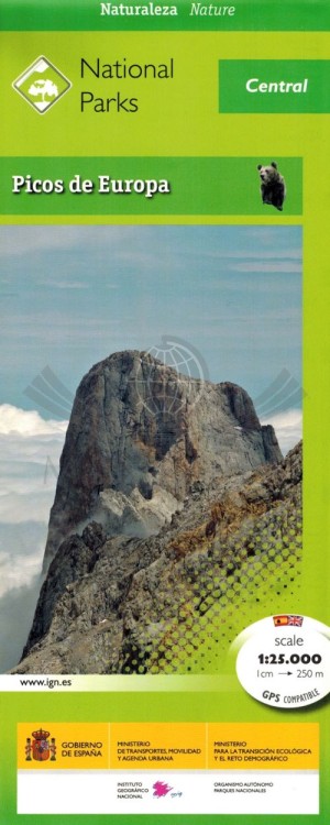 Picos de Europa. Zestaw: mapa turystyczna x 3 + przewodnik  wydawnictwa IGN. Mapa 2 - okładka