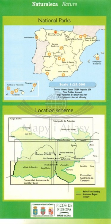 Picos de Europa. Zestaw: mapa turystyczna x 3 + przewodnik  wydawnictwa IGN. Mapa 3 - okładka - tył