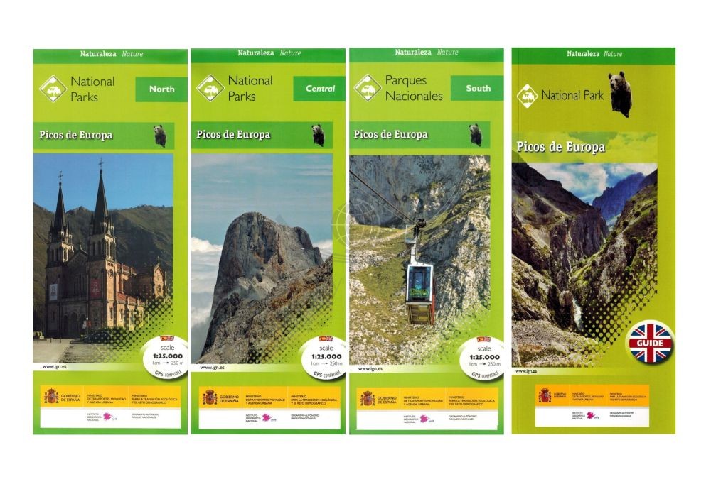 Picos de Europa. Zestaw:  mapa turystyczna x 3 + przewodnik. IGN