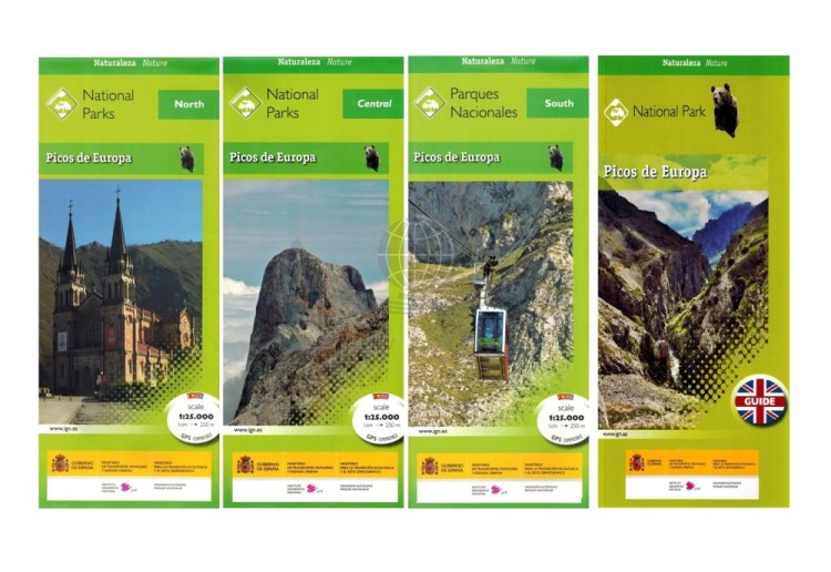 Picos de Europa. Zestaw: mapa turystyczna x 3 + przewodnik  wydawnictwa IGN. Zestaw