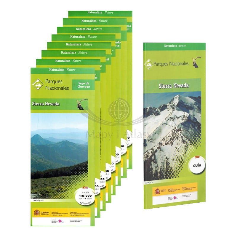 Sierra Nevada 1:25 000. Zestaw:  mapa turystyczna  x 8 + przewodnik. IGN
