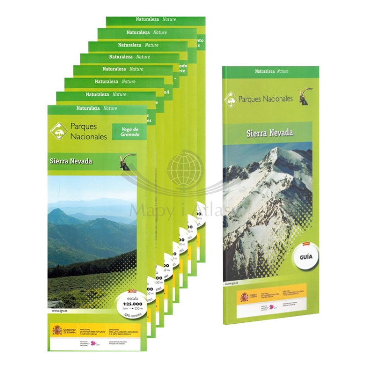 Sierra Nevada 1:25 000. Zestaw: 8 x mapa turystyczna+ przewodnik wydawnictwa IGN. Zestaw