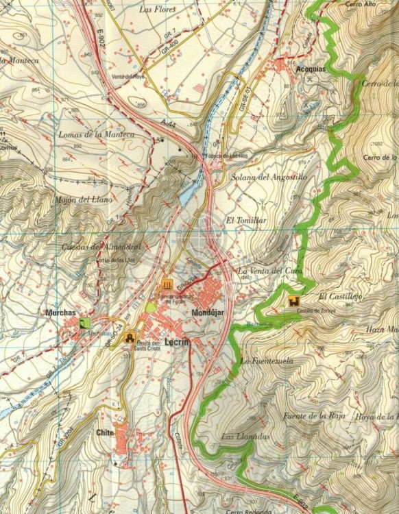 Sierra Nevada 1:25 000. Zestaw: 8 x mapa turystyczna+ przewodnik wydawnictwa IGN. Mapa 1 - fragment