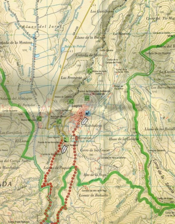 Sierra Nevada 1:25 000. Zestaw: 8 x mapa turystyczna+ przewodnik wydawnictwa IGN. Mapa 2 - fragment