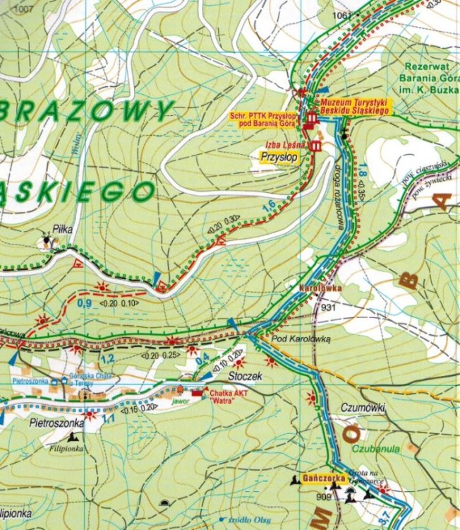Beskid Śląski 1:25 000. Laminowana mapa turystyczna wydawnictwa Galileos. Fragment 3