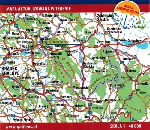 Góry Bystrzyckie i Orlickie. Laminowana mapa turystyczna wydawnictwa Galileos. Zasięg