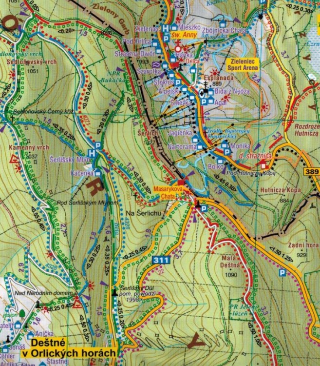 Góry Bystrzyckie i Orlickie. Laminowana mapa turystyczna wydawnictwa Galileos. Fragment 2