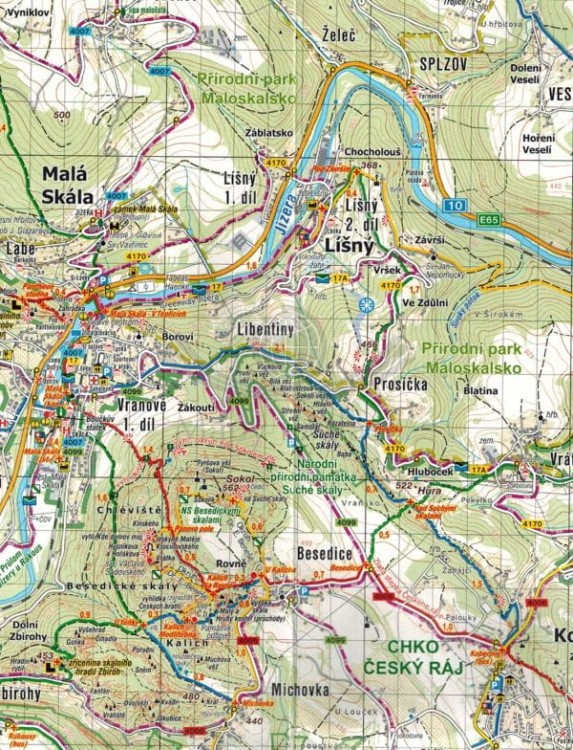 Czeski Raj 1:25 000. Mapa turystyczna wydawnictwa Kartografie HP. Fragment 2
