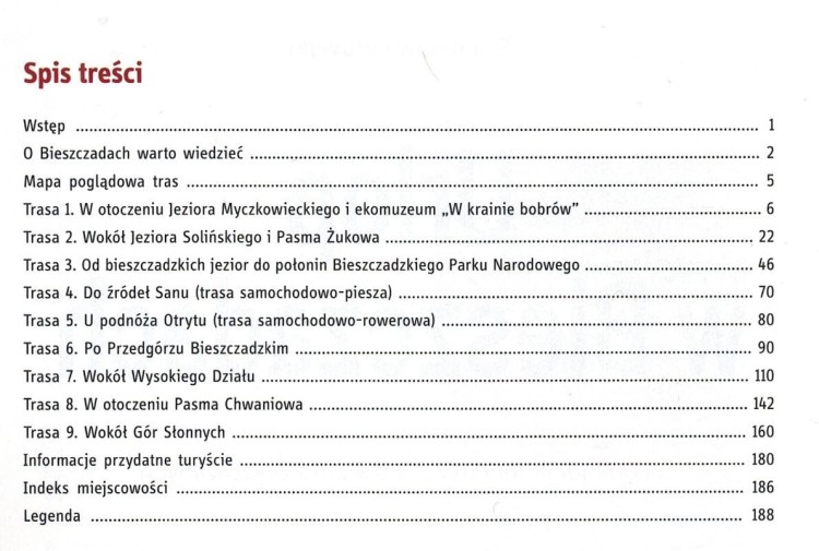 Urlop w Bieszczadach / Bieszczady. Przewodnik wydawnictwa Compass. Spis treści