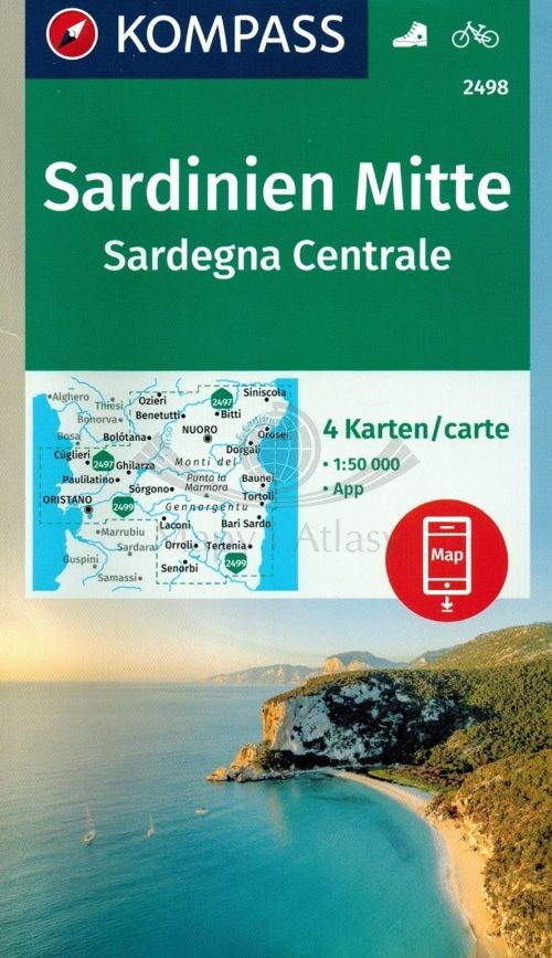 Sardynia Środkowa. Zestaw czterech map turystycznych 2498. Kompass