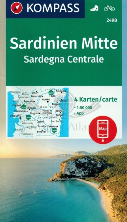 Sardynia Środkowa. Zestaw czterech map turystycznych wydawnictwa Kompass. Okładka zestawu