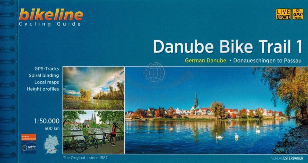 Danaube Bike Trail 1 (Donauradweg). Dunaj od Donaueschingen do Passau. Atlas rowerowy. Verlag Esterbauer