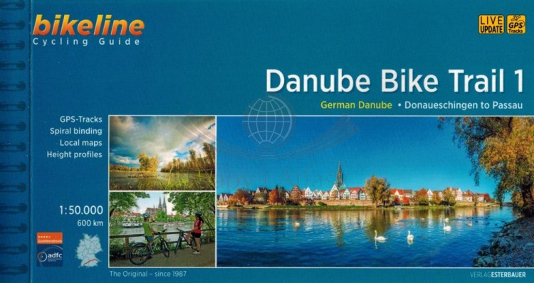Danaube Bike Trail 1. Dunaj od Donaueschingen do Passau. Atlas rowerowy wydawnictwa Verlag Esterbauer. Okładka