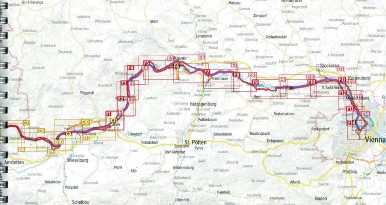 Danaube Bike Trail 2. Dunaj od Passau do Wiednia. Atlas rowerowy wydawnictwa Verlag Esterbauer. Zasięg 2