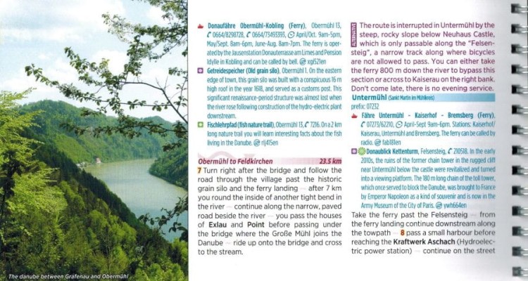 Danaube Bike Trail 2. Dunaj od Passau do Wiednia. Atlas rowerowy wydawnictwa Verlag Esterbauer. Przykładowe strony 2