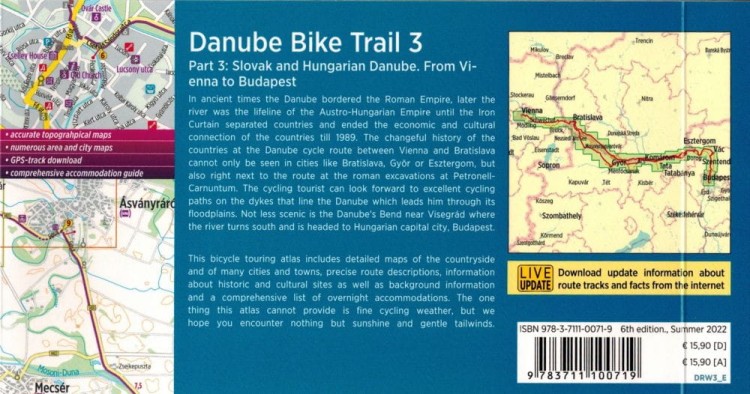 Danaube Bike Trail 3. Dunaj od Wiednia do Budapesztu. Atlas rowerowy wydawnictwa Verlag Esterbauer. Okładka - tył