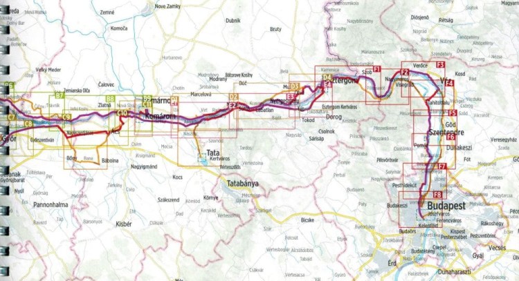 Danaube Bike Trail 3. Dunaj od Wiednia do Budapesztu. Atlas rowerowy wydawnictwa Verlag Esterbauer. Zasięg 2