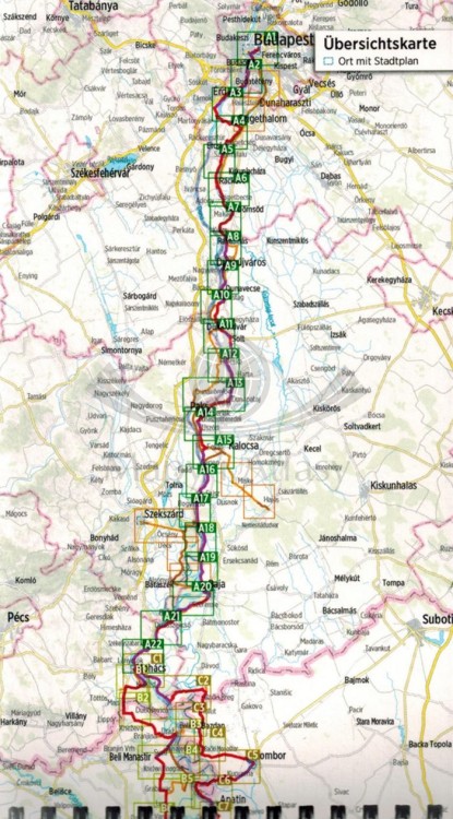 Danaube Bike Trail 4. Dunaj od Budapesztu do Belgradu. Wodoodporny atlas rowerowy wydawnictwa Verlag Esterbauer. Zasięg 1