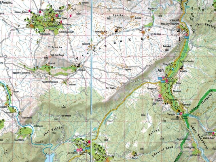 Maroko. Atlas Wysoki. Laminowana mapa trekkingowa wydawnictwa TerraQuest. Wysoki Atlas - fragment 2