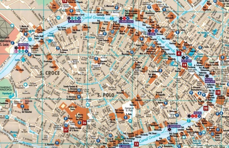 Wenecja 1:6 500. Laminowana mapa turystyczna / plan miasta wydawnictwa Borch. Fragment 1