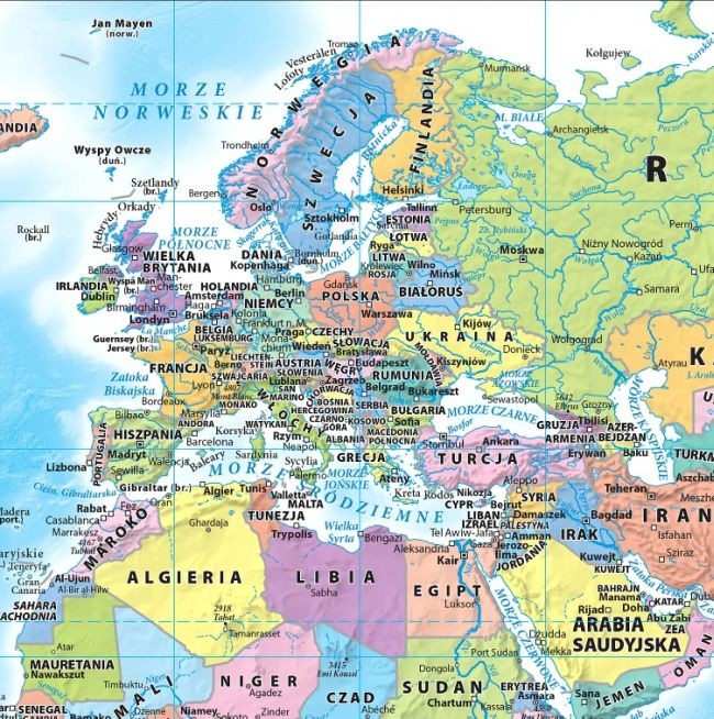 Świat. Mapa polityczna + flagi. Dwustronna podkładka na biurko wydawnictwa ArtGlob. Mapa - fragment 3
