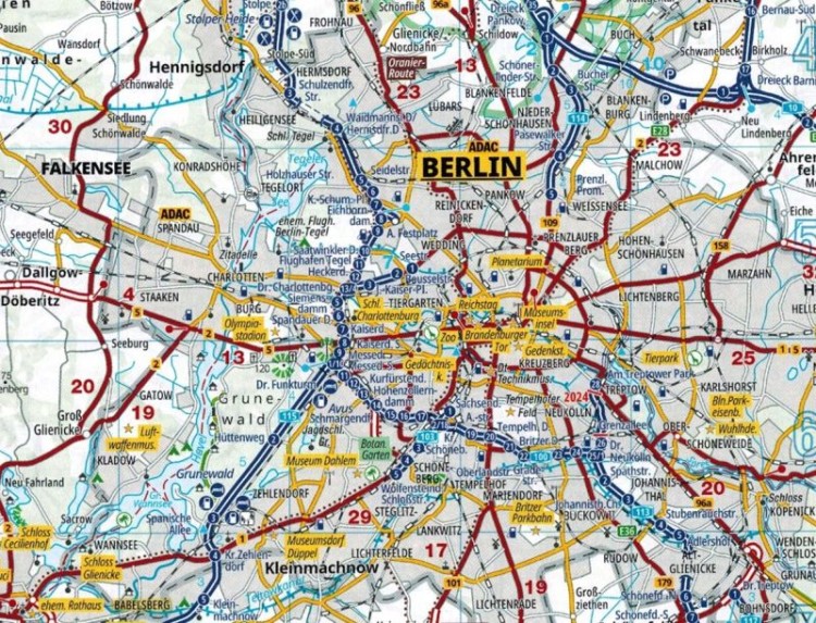 Niemcy 1:250 000. Atlas samochodowy wydawnictwa ADAC. Przykładowy arkusz 2 - fragment