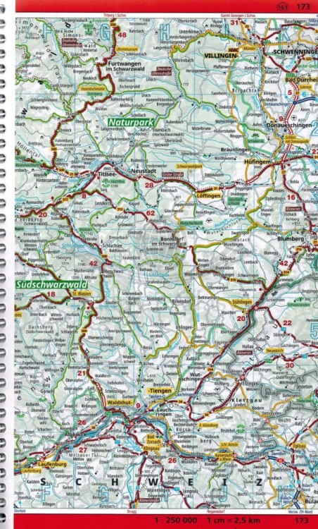 Niemcy 1:250 000. Atlas samochodowy wydawnictwa ADAC. Przykładowy arkusz 3