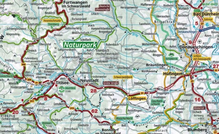Niemcy 1:250 000. Atlas samochodowy wydawnictwa ADAC. Przykładowy arkusz 3 - fragment
