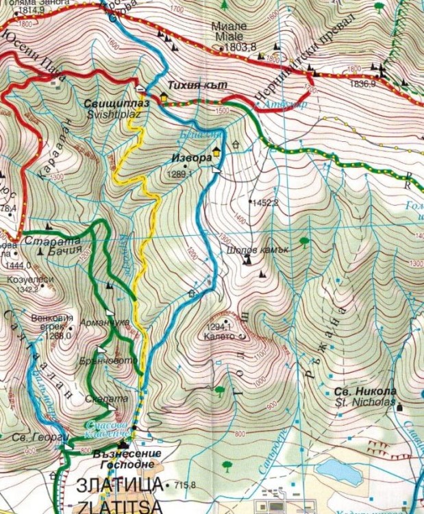 Stara Planina (Płanina) 1:50 000. Zlatitsa - Kalofer. Mapa turystyczna cz.1. Domino. Fragment 1