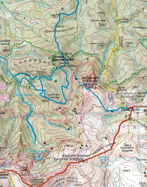 Stara Planina (Płanina) 1:50 000. Zlatitsa - Kalofer. Mapa turystyczna cz.1. Domino. Fragment 2