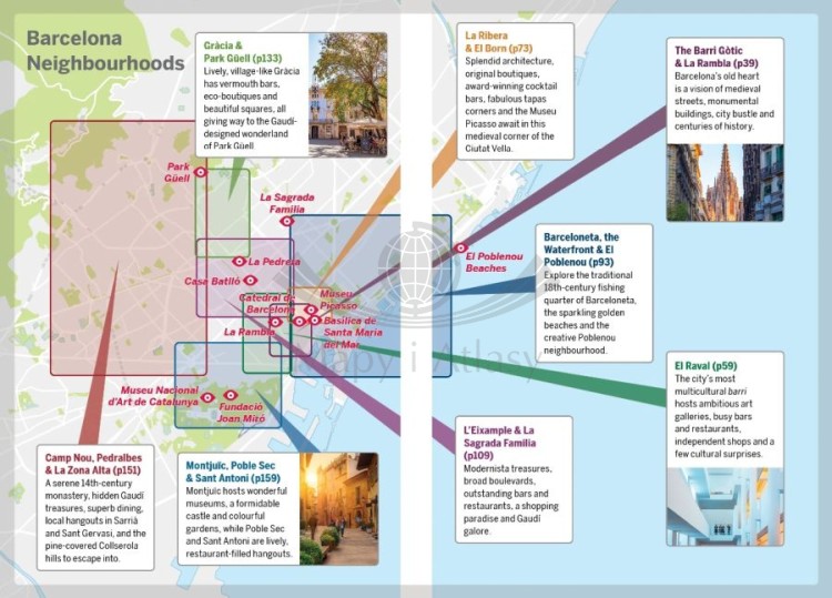 Barcelona. Przewodnik Pocket z mapą wydawnictwa Lonely Planet. Przykładowe strony 5