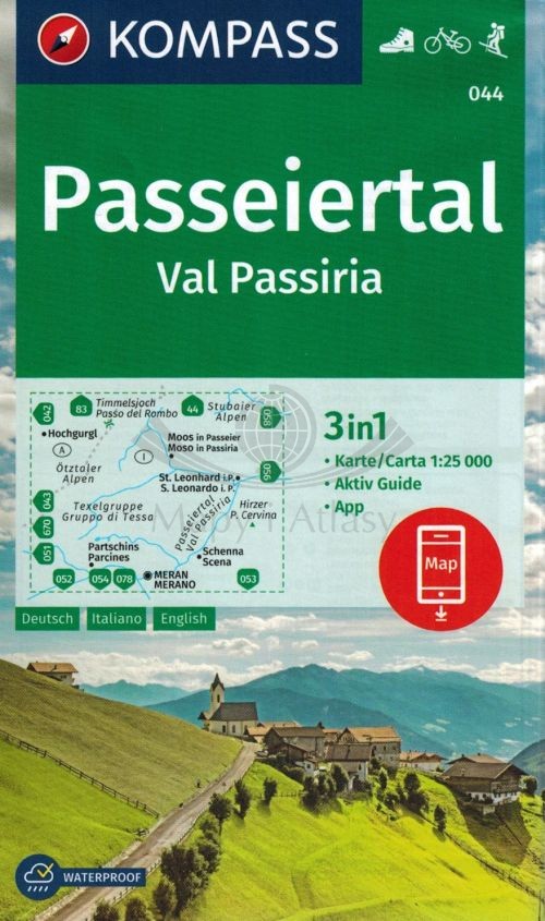 Passeiertal Val Passiria. Wodoodporna mapa turystyczna 044. Kompass
