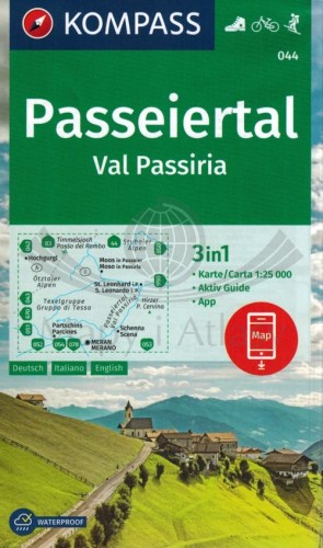 Passeiertal Val Passiria. Wodoodporna mapa turystyczna 044 wydawnictwa Kompass. Okładka