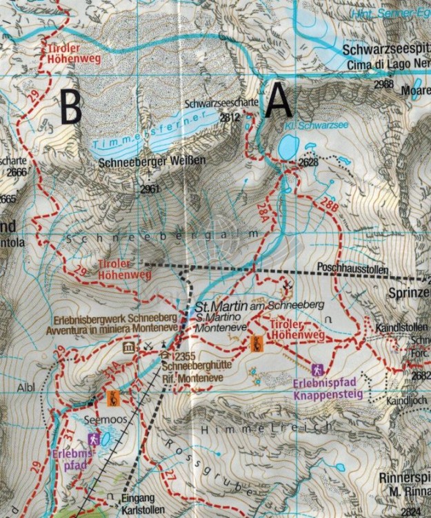Passeiertal Val Passiria. Wodoodporna mapa turystyczna 044 wydawnictwa Kompass. Fragment 1