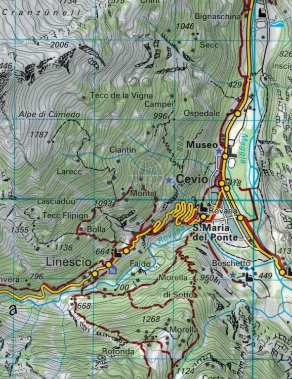 Valle Maggia Val Verzasca. Wodoodporna mapa turystyczna 110 wydawnictwa Kompass. Fragment 1