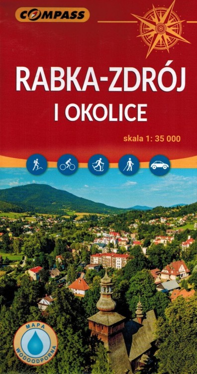 Rabka-Zdrój i okolice. Laminowana mapa turystyczna wydawnictwa Compass. Okładka