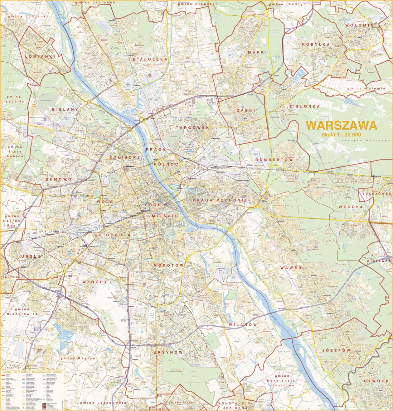 Warszawa 1:22 500. Mapa do wpinania. Rama alu SLIM
