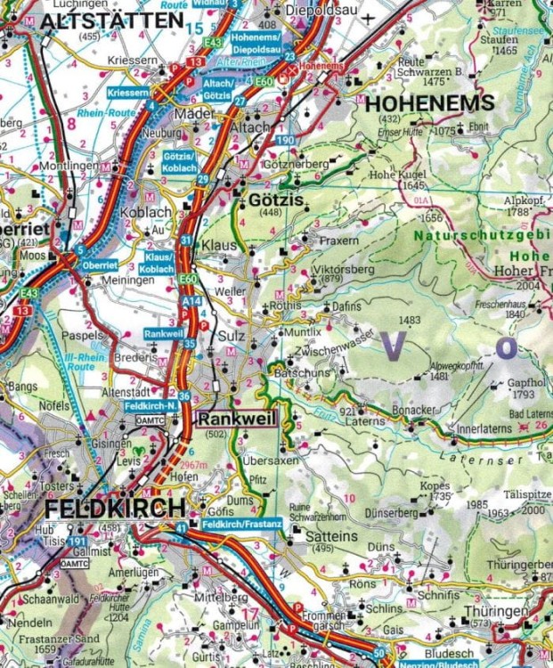 Allgau 1:150 000. Mapa samochodowa 16 wydawnictwa Freytag & Berndt. Fragment 1