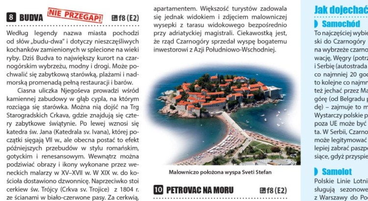 Czarnogóra i Północna Albania. Szkodra, Durmitor, Tirana, Kotor, Dubrownik. Laminowana mapa / Plan miasta + Miniprzewodnik wydawnictwa ExpressMap. Przykładowy fragment - miniprzewodnik