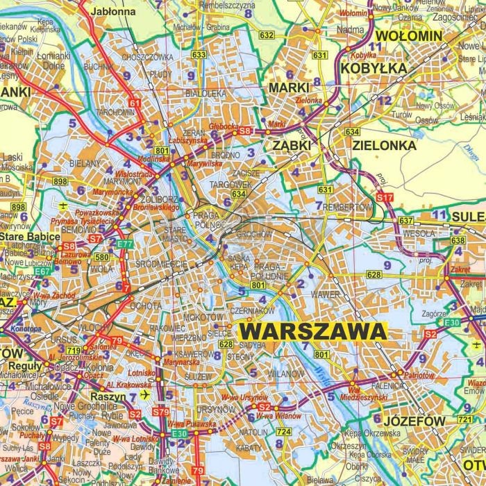 Województwo mazowieckie. Mapa ścienna administracyjno-drogowa wydawnictwa ArtGlob. Fragment 1