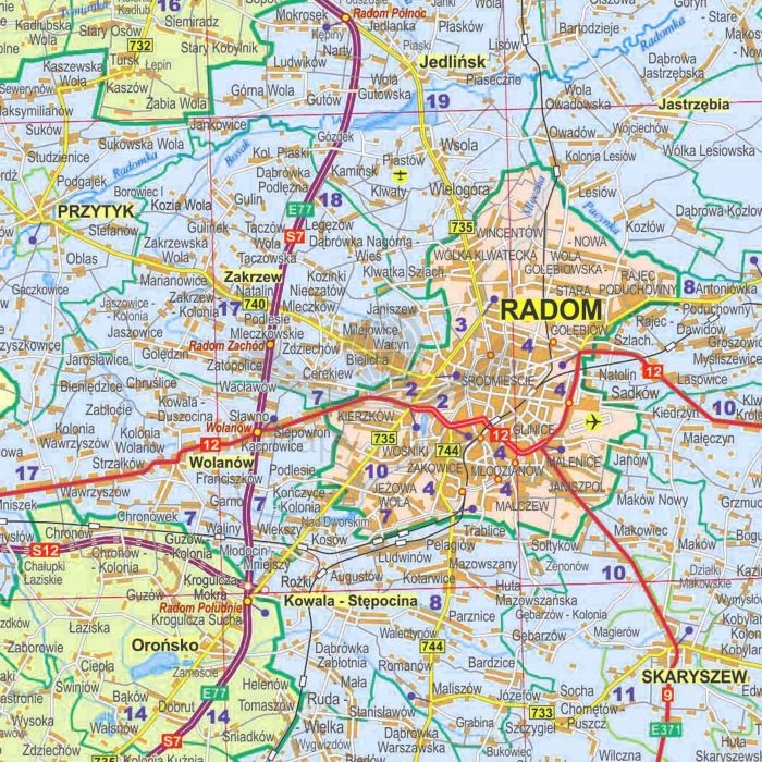 Województwo mazowieckie. Mapa ścienna administracyjno-drogowa wydawnictwa ArtGlob. Fragment 5