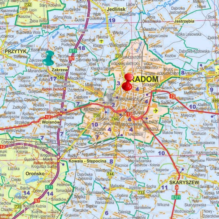 Województwo mazowieckie. Mapa administracyjno-drogowa. Wersja do wpinania wydawnictwa ArtGlob. Fragment 6