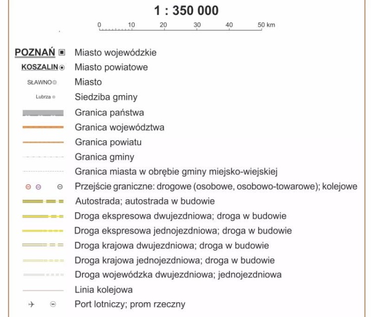 Polska 1:350 000. Mapa ścienna administracyjna wydawnictwa ArtGlob. Legenda