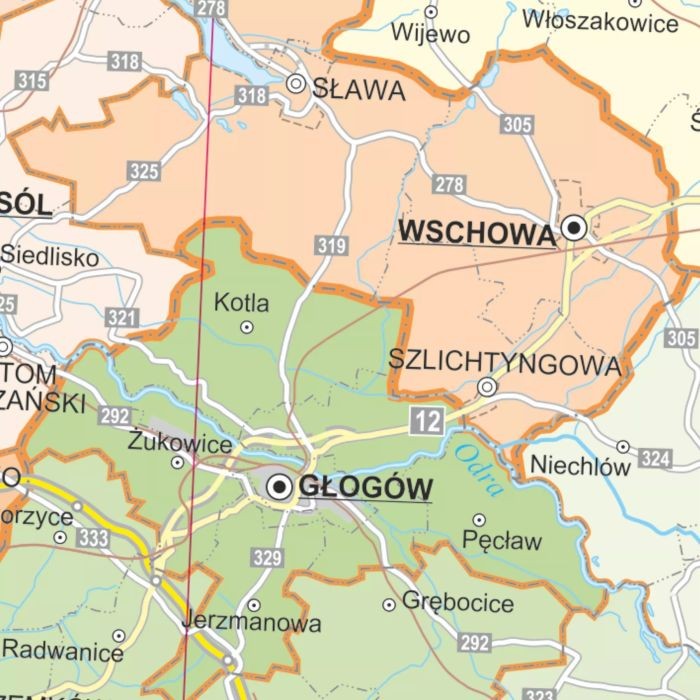 Polska 1:350 000. Mapa ścienna administracyjna wydawnictwa ArtGlob. Fragment 2