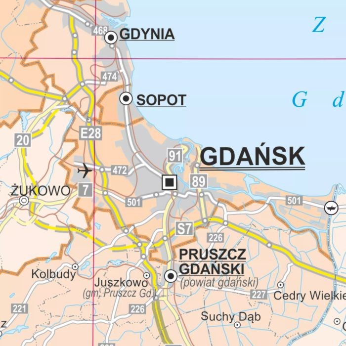 Polska 1:350 000. Mapa ścienna administracyjna wydawnictwa ArtGlob. Fragment 3