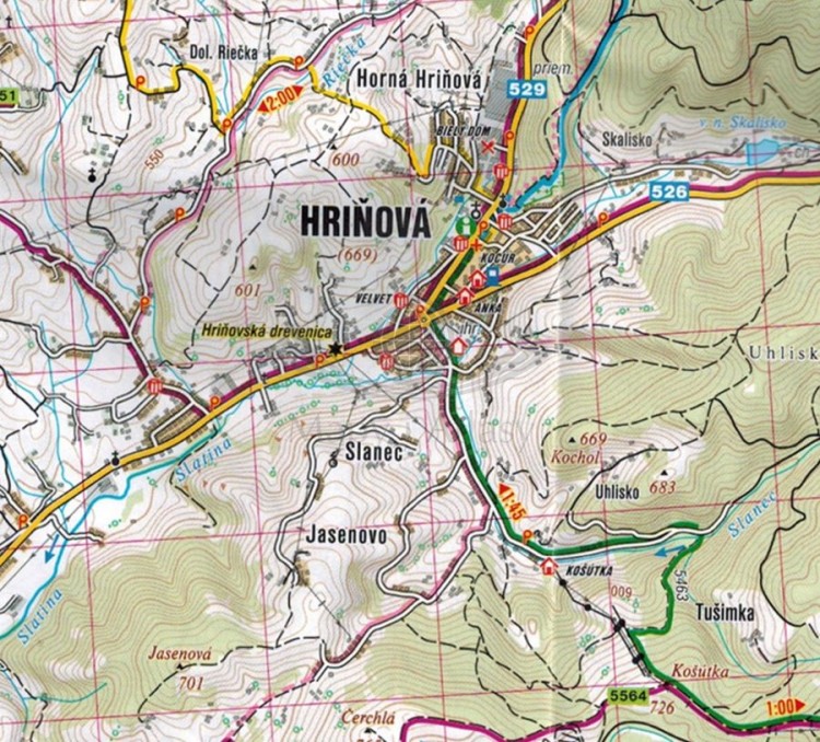 Polana, Muranska planina. Mapa turystyczna 484 wydawnictwa Shocart. Fragment 2