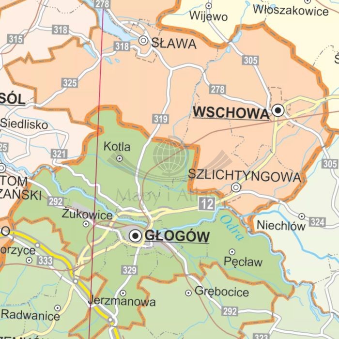 Polska 1:350 000. Arkusz, mapa ścienna administracyjna wydawnictwa ArtGlob. Fragment 2