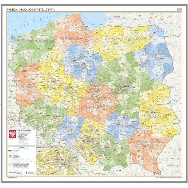 Polska 1:350 000. Mapa administracyjna. Wersja do wpinania. Wyd. 2025